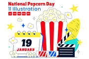 11 National Popcorn Day Illustration, a Food Illustration by denayunebgt (Thumbnail 1 of 5)
