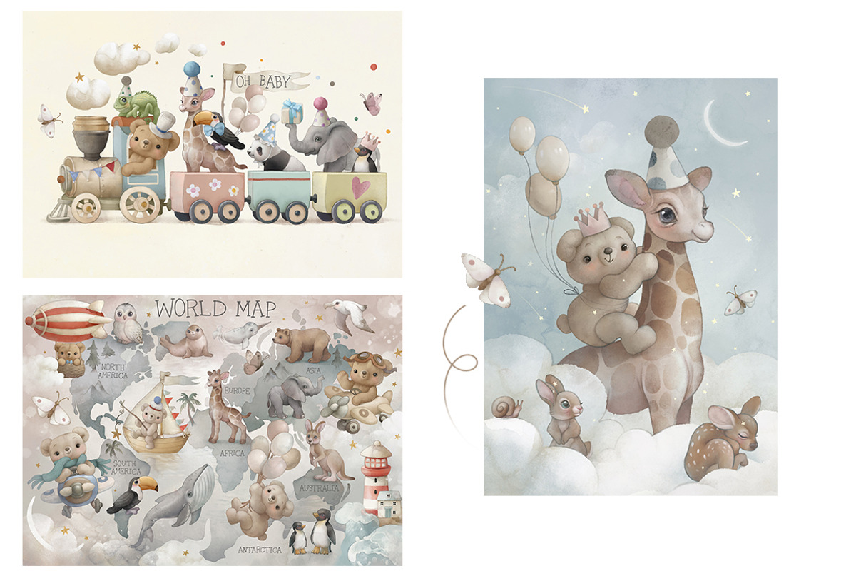 Animal ABC World map watercolor set, an Animal Illustration by TanyaSchuka (Photo 5 of 22)