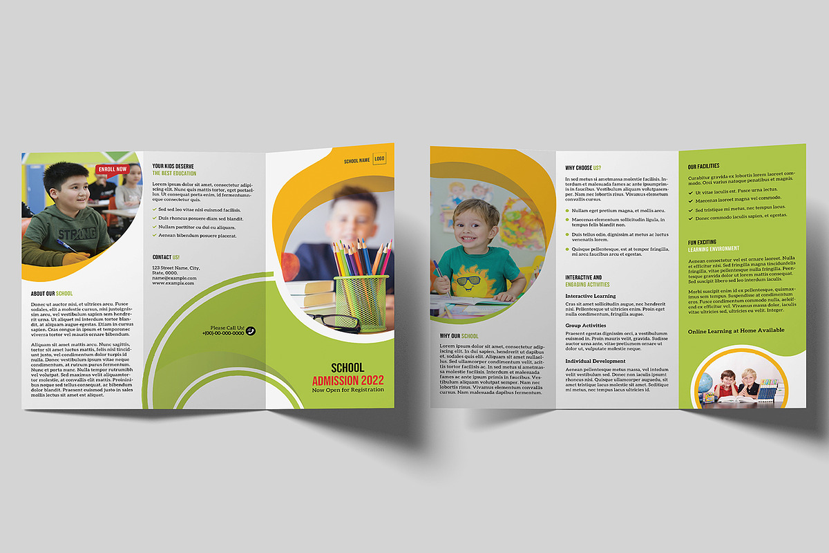 School Admission Trifold Brochure, a Brochure Template by retrographix (Photo 2 of 4)