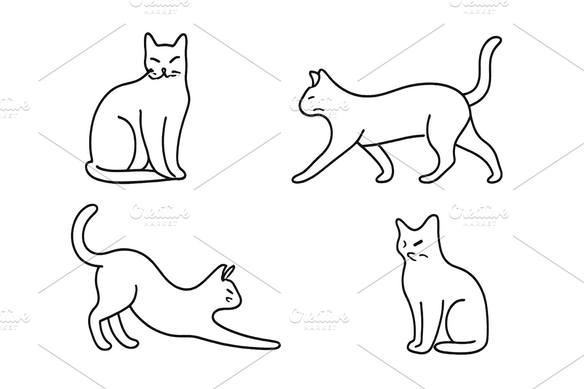 Different poses of playful cats, an Animal Illustration by ZinetroN