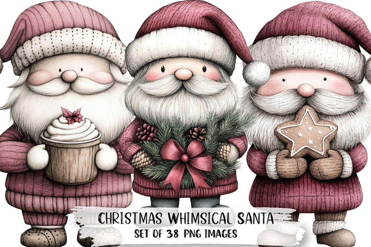 Christmas Whimsical Santa Clipart, an Illustration by DreamPrint404 (Photo 1 of 6)