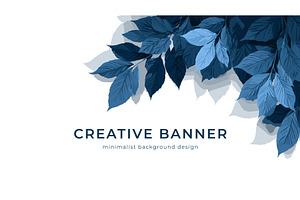 Blue leaves banner. Indigo leaf tree, an Object Illustration by Stock-Smart-Start