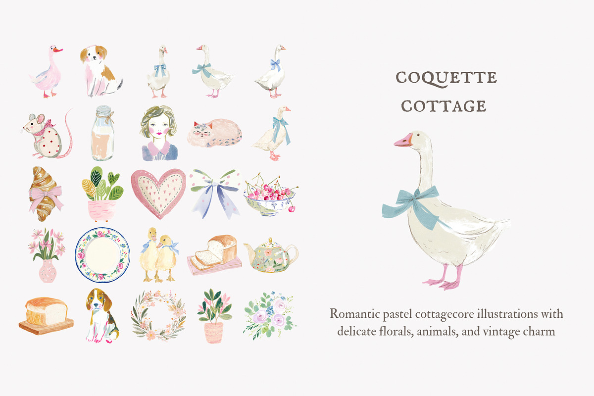 Coquette cottage clipart set, a Decorative Illustration by Patishop Art (Photo 4 of 9)