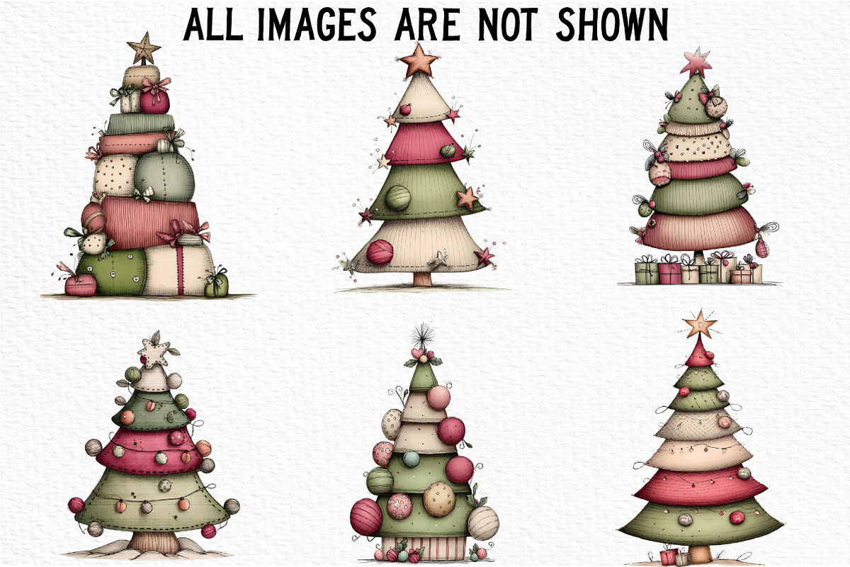 Whimsical Christmas Tree Clipart, an Illustration by Craft Nest (Photo 6 of 6)