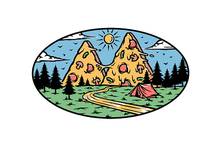 pizza mountain view in nature
