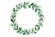 Watercolor Green Leaf Wreath Vector, an Illustration by hafijul (Thumbnail 3 of 12)