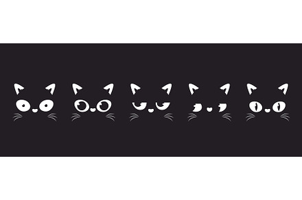 Faces black cat peeking. Stylish, a Graphic by Valerie Bodnar