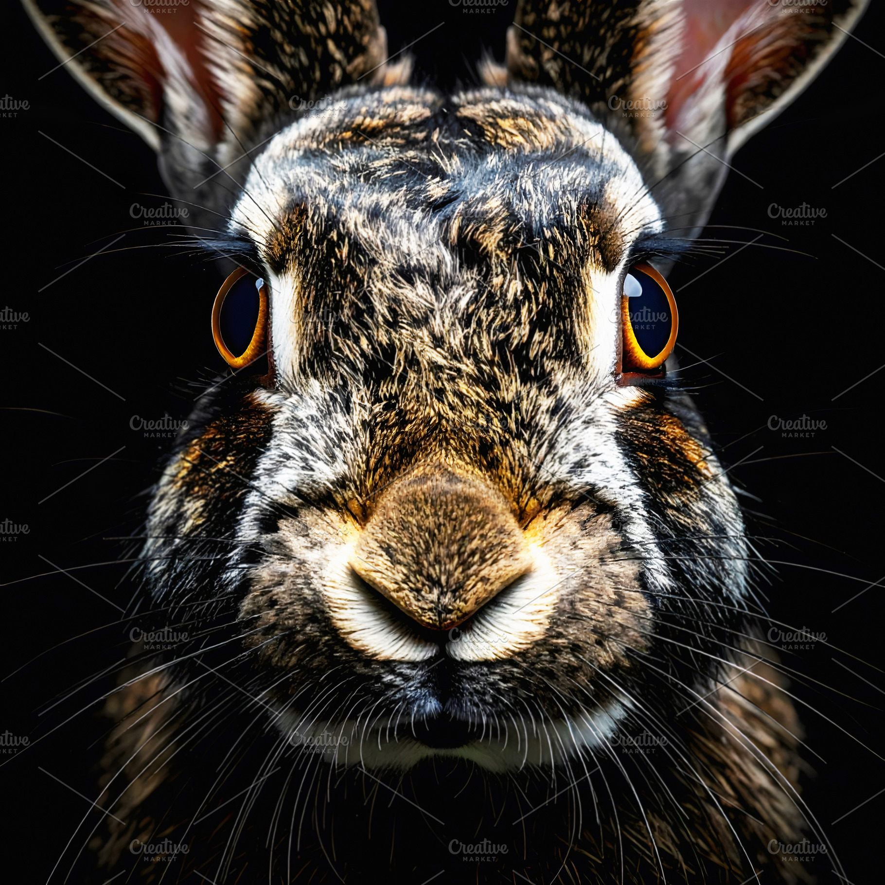 Close-up portrait of a rabbit face with sharp whiskers, an Animal Photo by GoodGoods