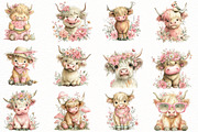 Whimsical Summer Highland Cow Clipar, an Illustration by Designworld (Thumbnail 5 of 8)
