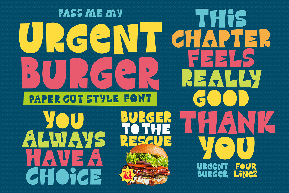 Uergent Burger - Papercut Style Font, a Handwritten Font by Four Lines Std. (Photo 10 of 10)