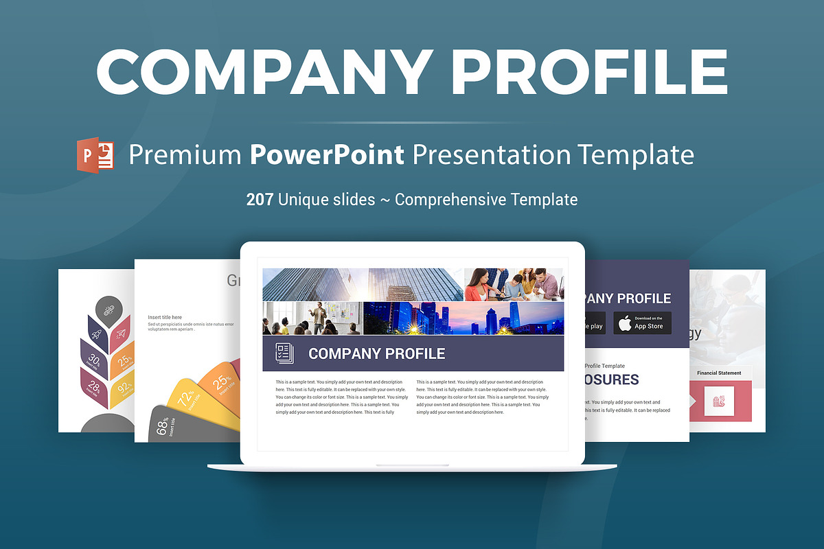 Company Profile PowerPoint Template, a Presentation Template by SlideOne (Photo 1 of 26)