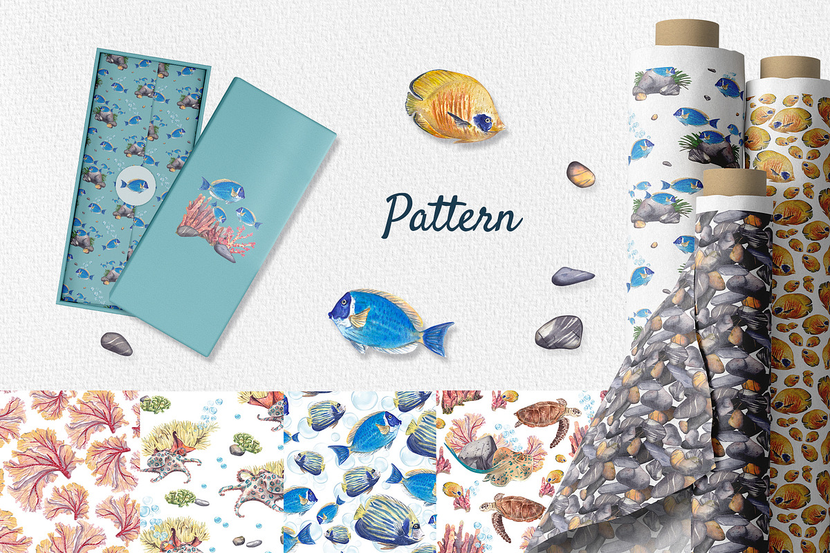 Coral Reef Watercolor Clipart, an Animal Illustration by Nastya Che (Photo 12 of 14)
