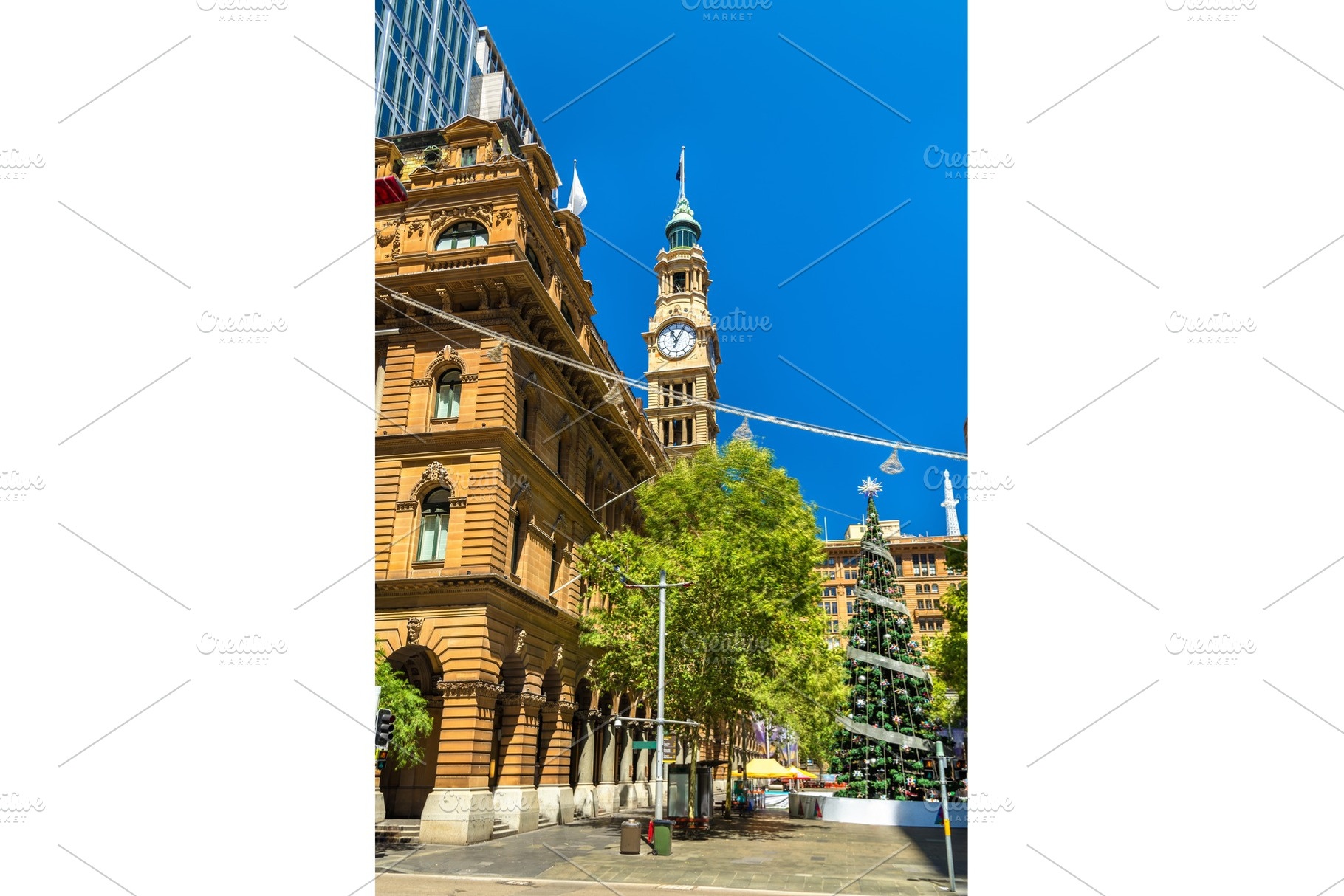 Martin Place with decorated Christmas tree in Sydney, Australia, an Architecture Photo by Leonid Andronov