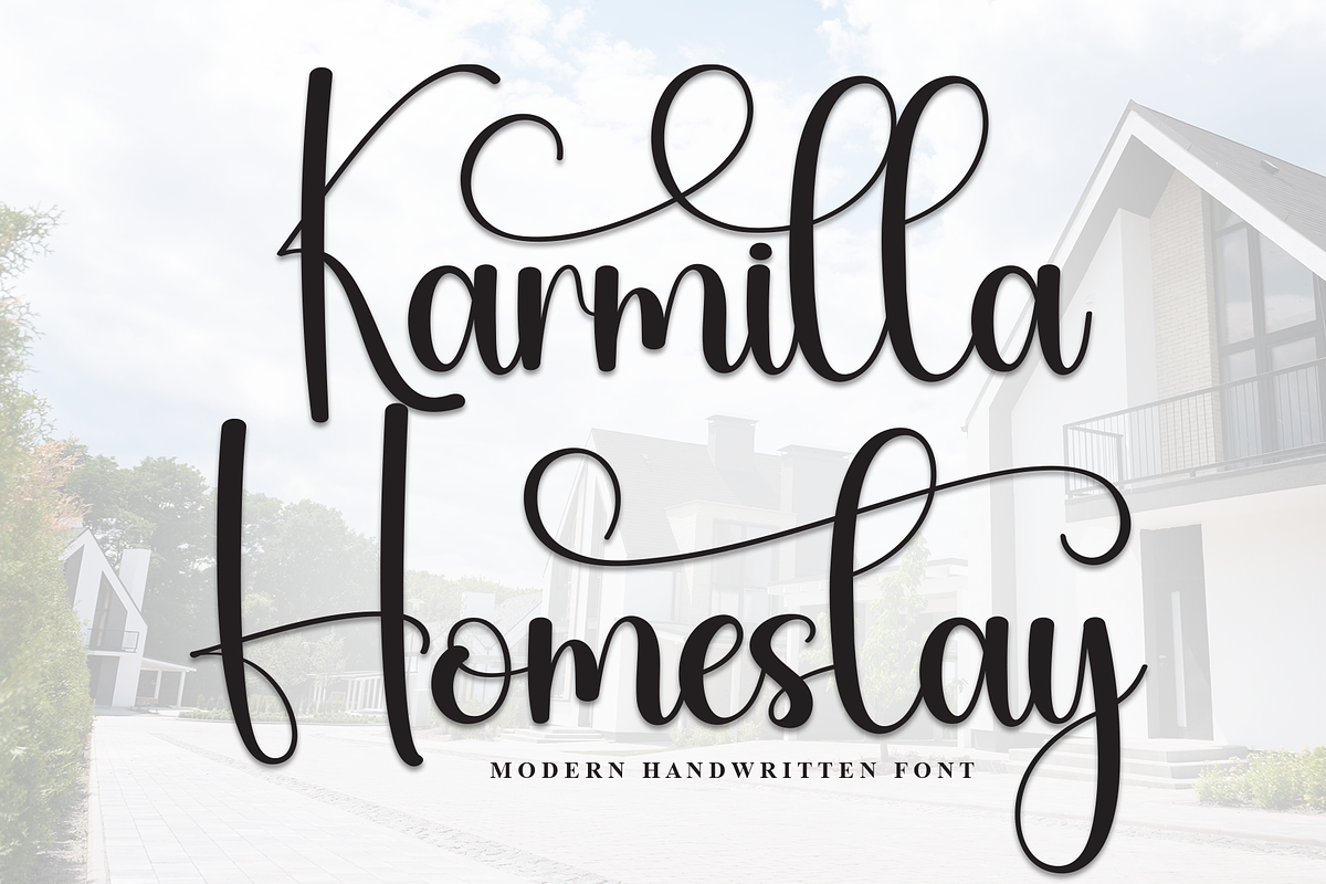 Karmilla Homestay | Script Font, a Handwritten Font by Scratchones (Photo 1 of 9)