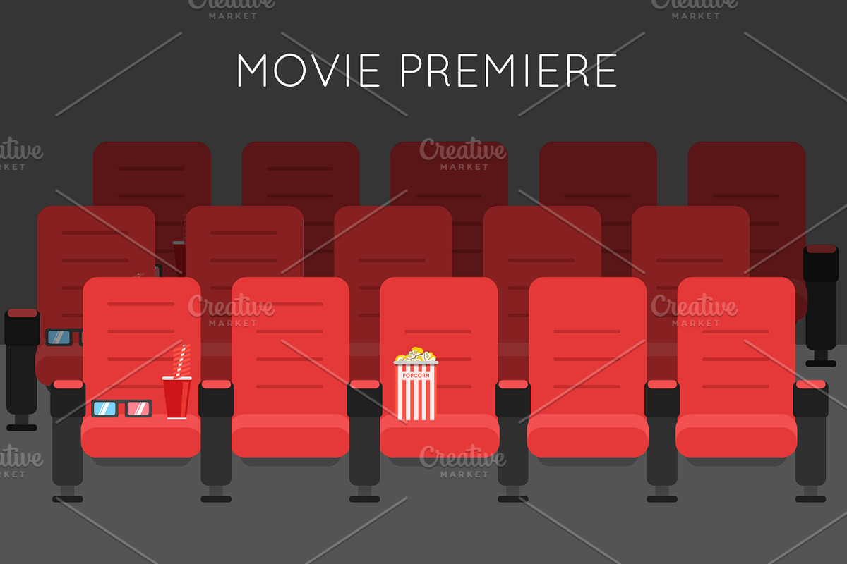 Cinema seats. Cinema hall, a Food Illustration by Alejik