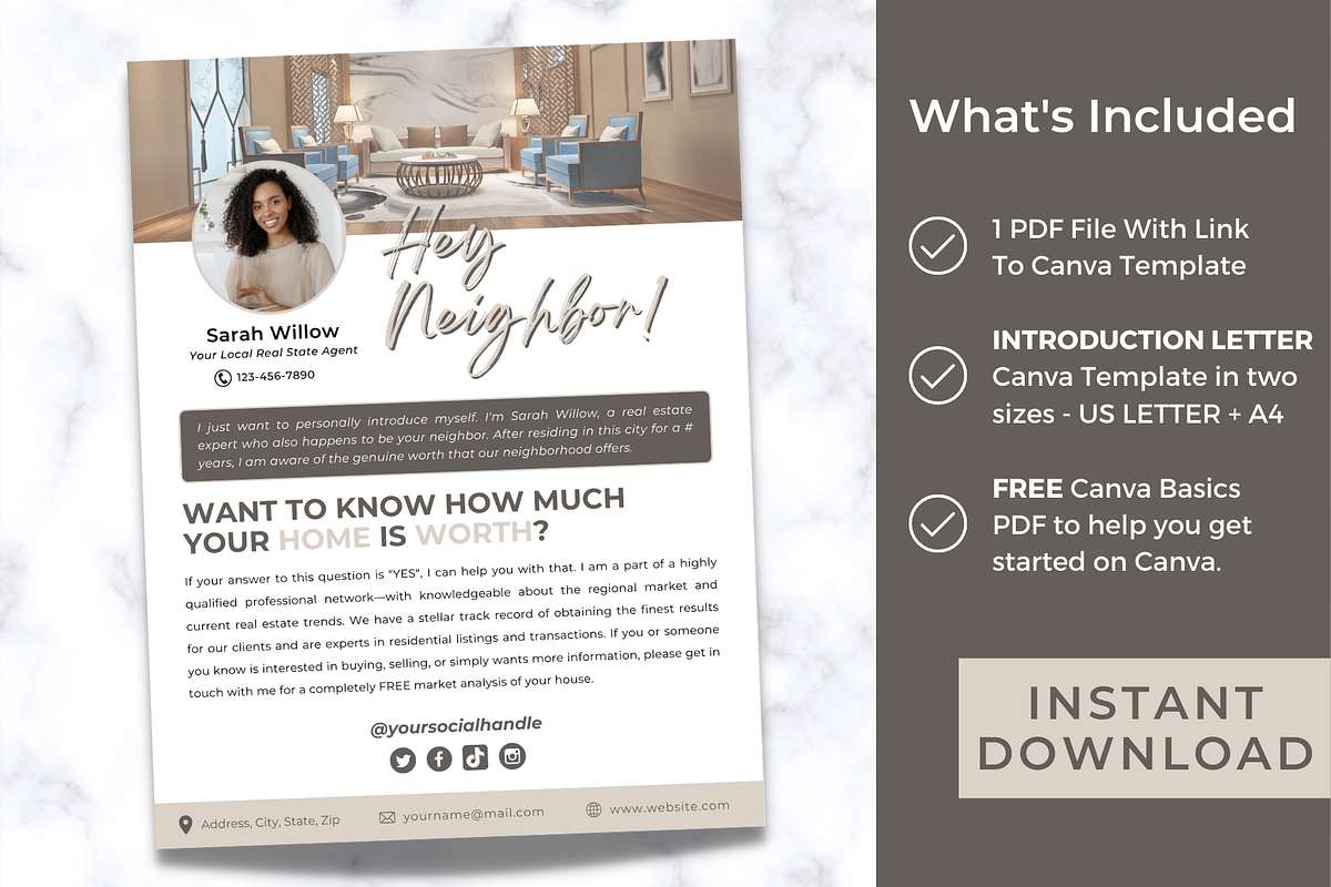 Real Estate Introduction Letter, a Flyer Template by Jennifer Magri Templates (Photo 6 of 9)