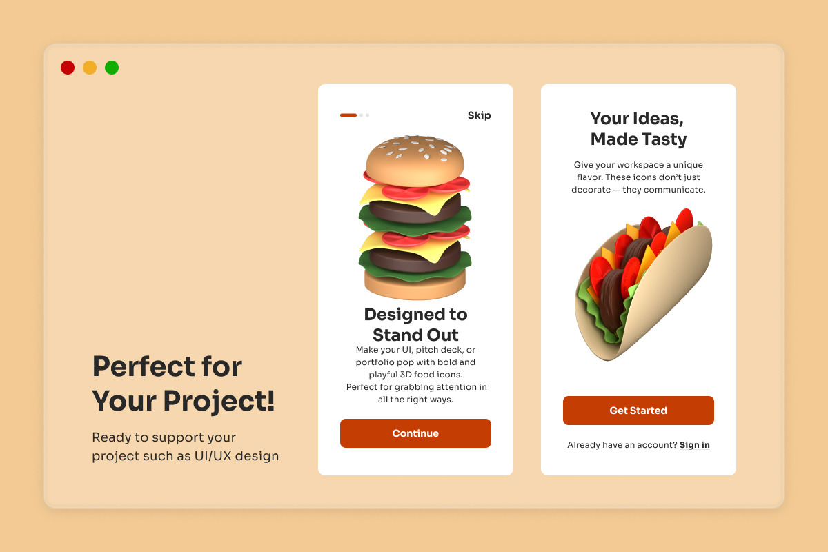 Chubby 3D Fast Food Icon Set, a Food Illustration by twinstd (Photo 3 of 6)