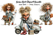 Boho Girl Clipart Bundle, a Seasonal Illustration by CreationArt (Thumbnail 1 of 5)