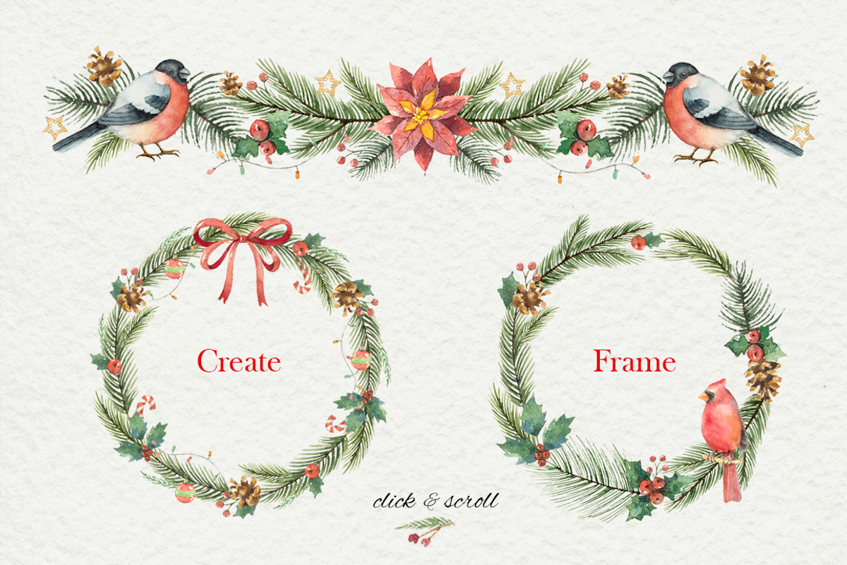 Watercolor Christmas collection., a Decorative Illustration by Elena Medvedeva (Photo 7 of 8)