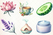 Watercolor Spa Day Clipart Bundle, a Seasonal Illustration by Libby Wishes (Thumbnail 3 of 7)