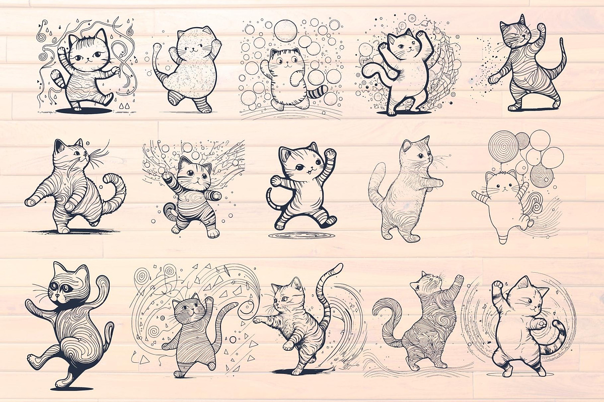 50 Cat dance Stencil svg eps dxf png, an Animal Illustration by TaKong Magics (Photo 3 of 4)