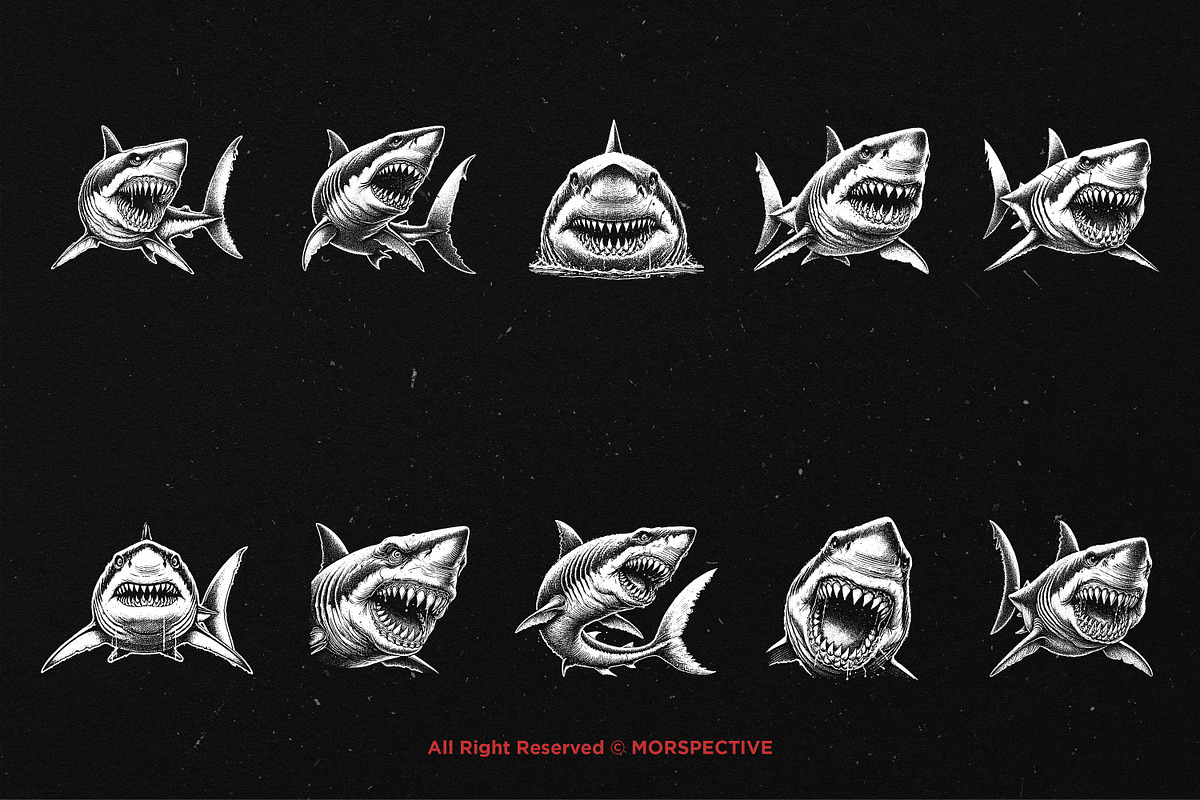 10 Bundle Dark Art Shark Fish Beast, an Illustration by Morspective (Photo 6 of 7)