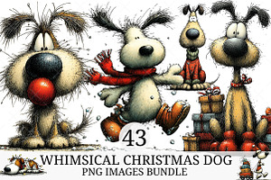 Whimsical Christmas Dog Clipart, an Illustration by Craft Nest