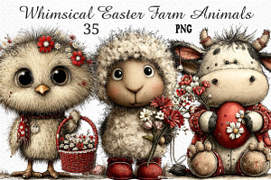 Whimsical Easter Farm Animals PNG, an Illustration by Craft Nest