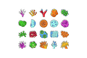 Coral reef underwater organisms line, an Animal Illustration by pikepicture