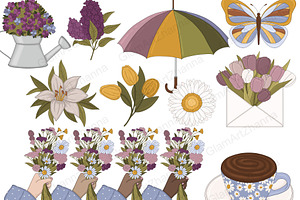 Flower Bouquet Clipart Set