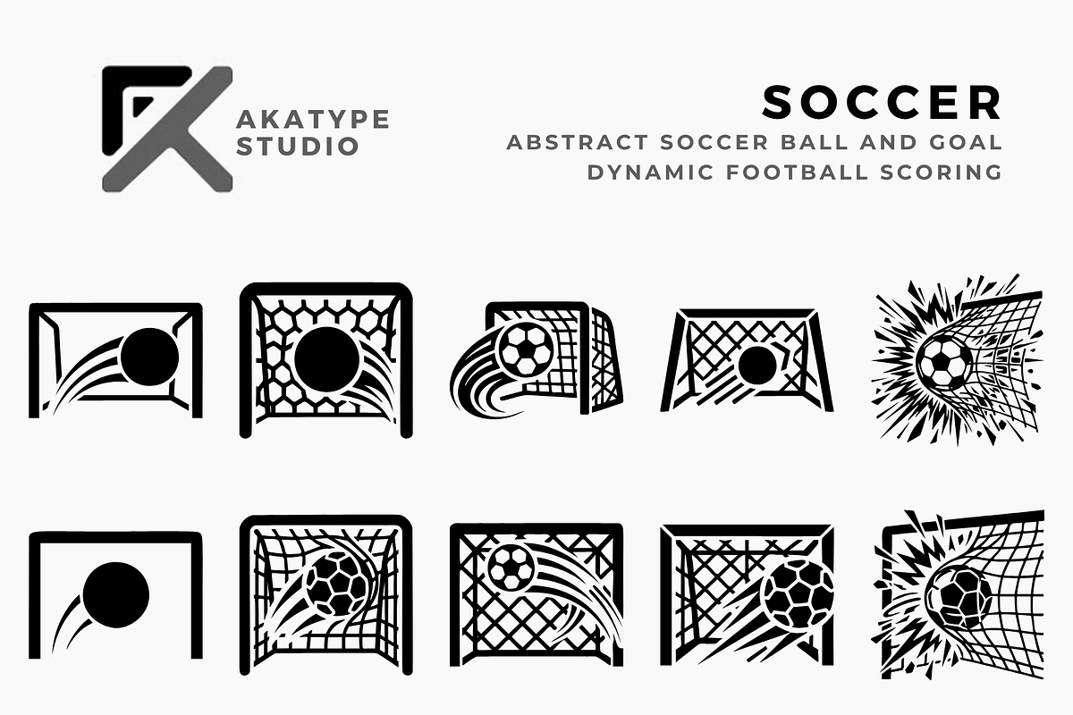 Abstract Soccer Ball and Goal, a Solid Icon by Akatype Studio (Photo 1 of 3)