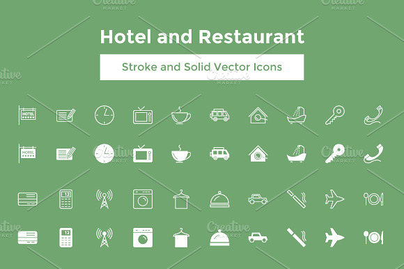Hotel And Restaurant Vector Icons