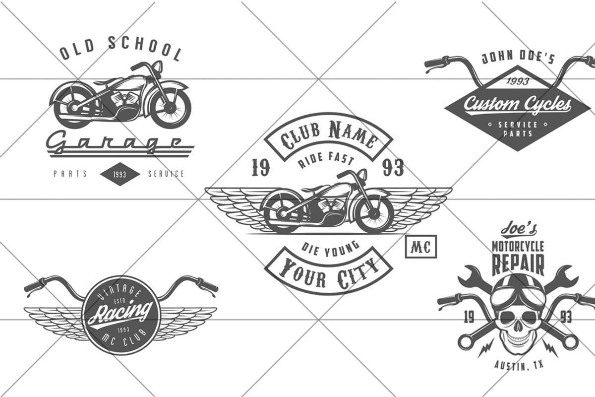 Vintage biker logos (Set #2), an Illustration by 1baranov