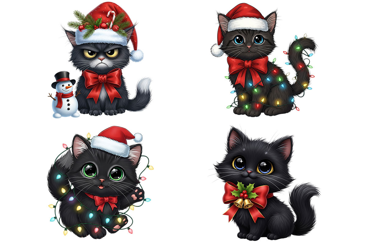 Angry Christmas black cats, an Object Graphic by Pixxel_Studio (Photo 3 of 6)