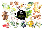 Watercolor Bundle Vector Set, a Food Illustration by Elena Pimonova (Thumbnail 4 of 13)