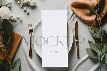 Menu Card Mockup, 4x9 Menu Mockup, a Product Mockup by TatiMockup