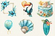 Tropical Turquoise Birthday Clipart, an Illustration by OK Design (Thumbnail 4 of 5)