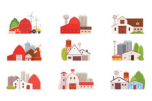 Farm buildings of agricultural, an Animal Illustration by Lemberg Vector