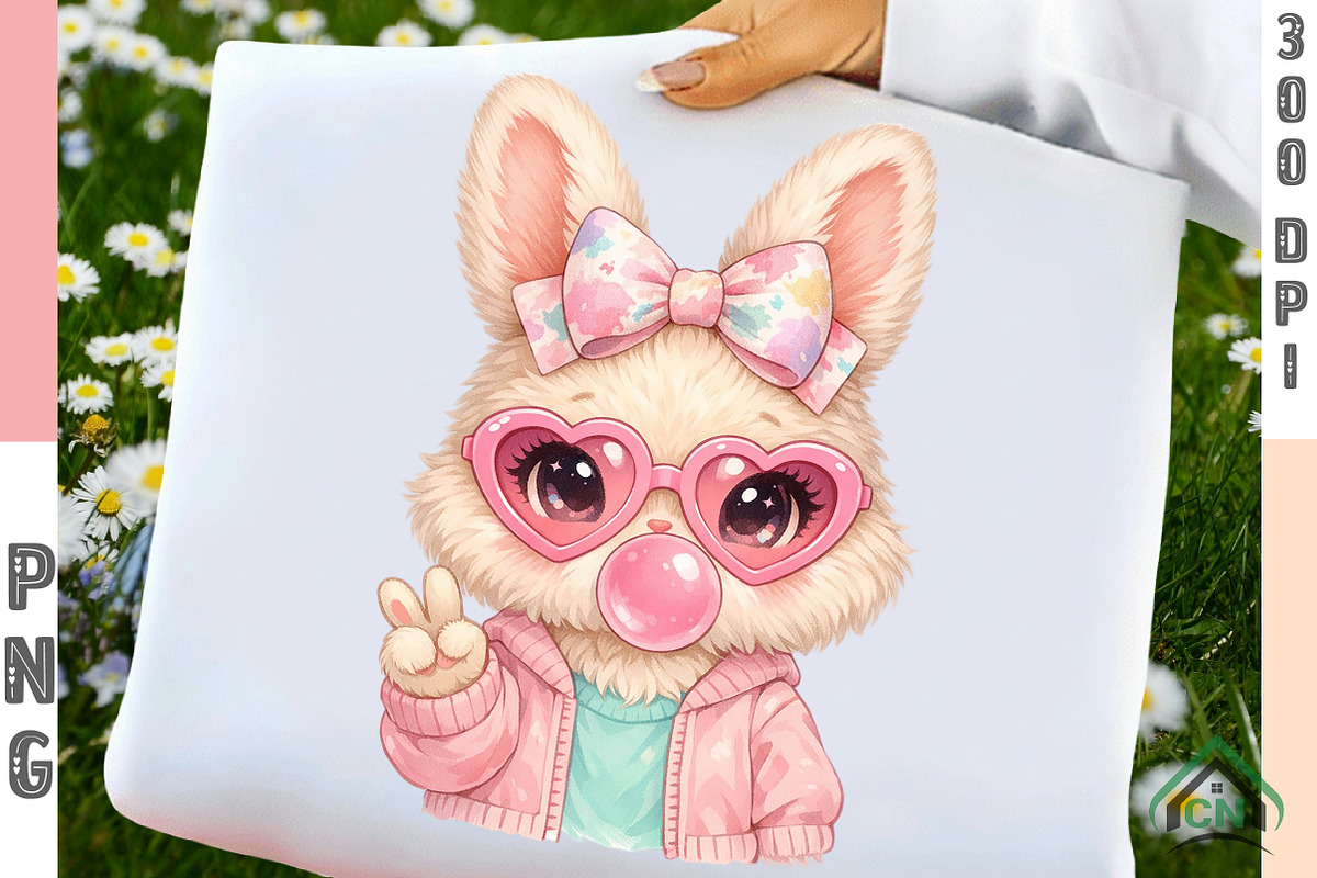 Cute Coquette Easter Bubblegum Bunny, an Illustration by Craft Nest (Photo 1 of 6)