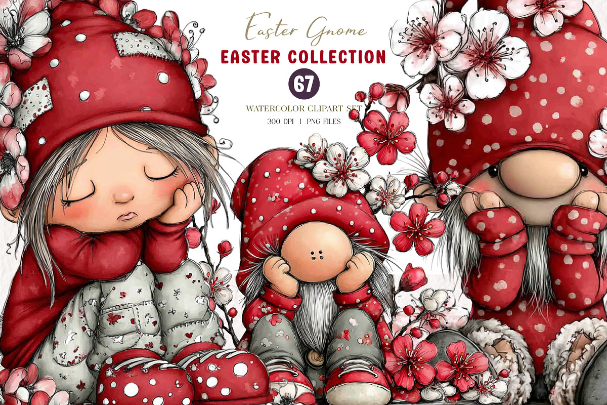 Whimsical Easter Gnome Clipart, an Illustration by CreationArt (Photo 1 of 7)