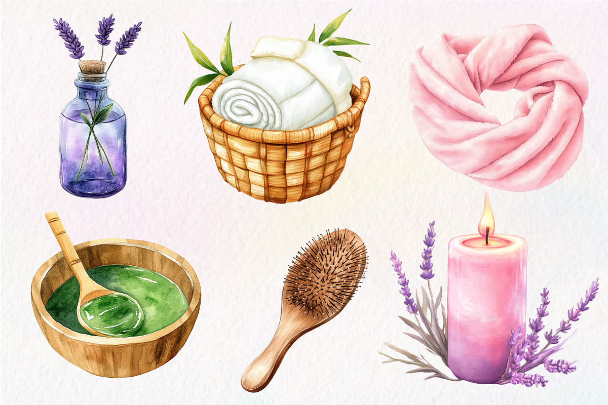 Watercolor Spa Clipart, an Illustration by Dream Creation (Photo 4 of 5)
