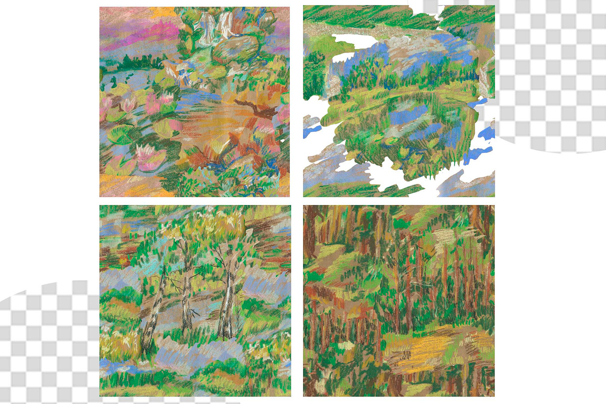 Kids Crayon Forest Seasons Seamless, a Pattern Graphic by Lucyinyourheart (Photo 3 of 10)