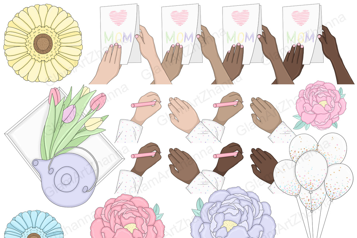 Mother's Day Pastel Clipart, an Illustration by GlamArtZhanna (Photo 4 of 5)