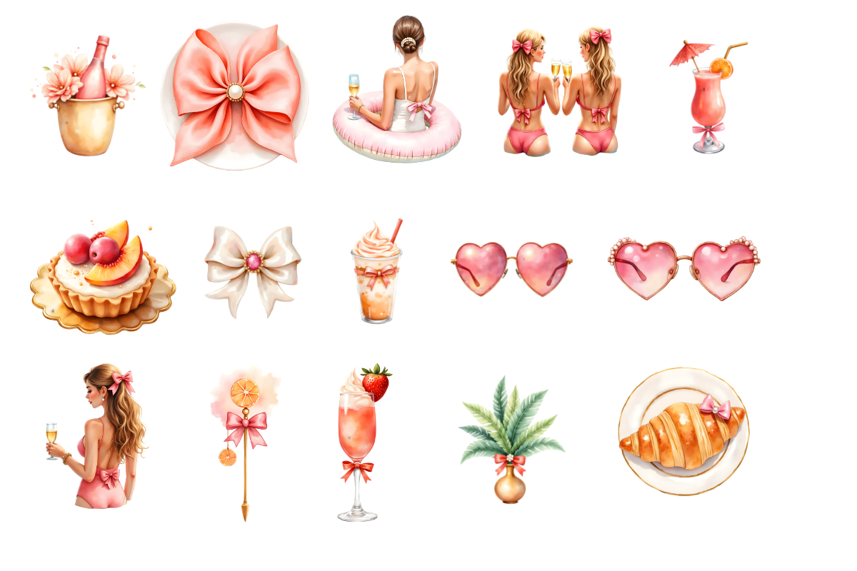 Coquette Pool Party Clipart, a Decorative Illustration by Anca Digital Vibe (Photo 3 of 7)