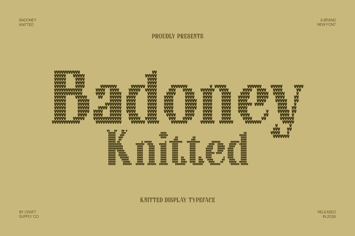 Badoney Knitted, a Serif Font by Craft Supply Co. (Photo 1 of 8)