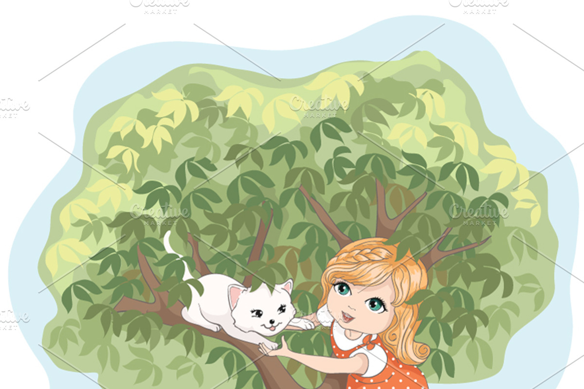 set with 32 cartoon girls-cute girls, an Animal Illustration by StudioLondon (Photo 9 of 33)