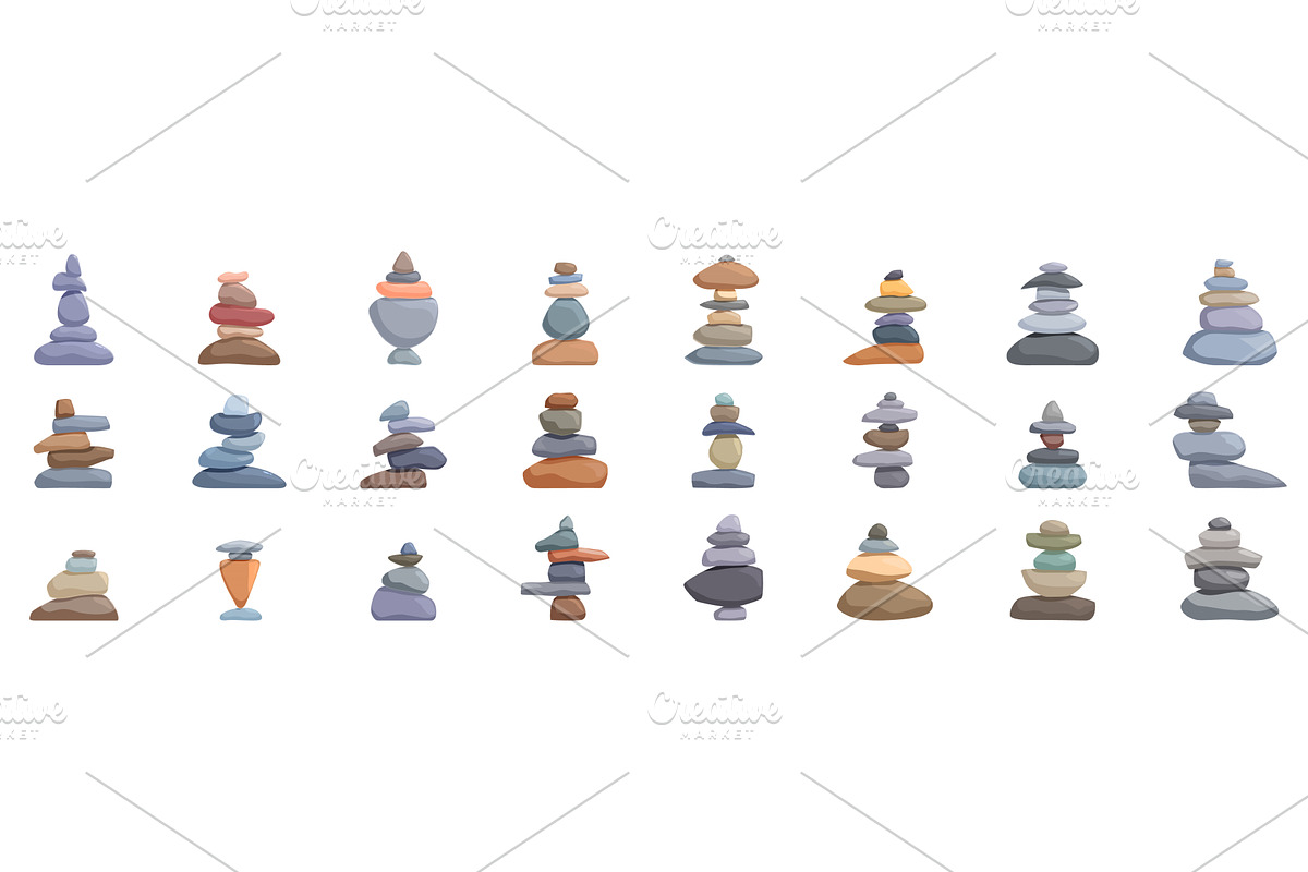 Balancing stone icons set. Set of, an Illustration by Ylivdesign
