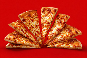 Pizza slices forming a fan shape, creating a delectable visual o, a Photo by Studio ANNA