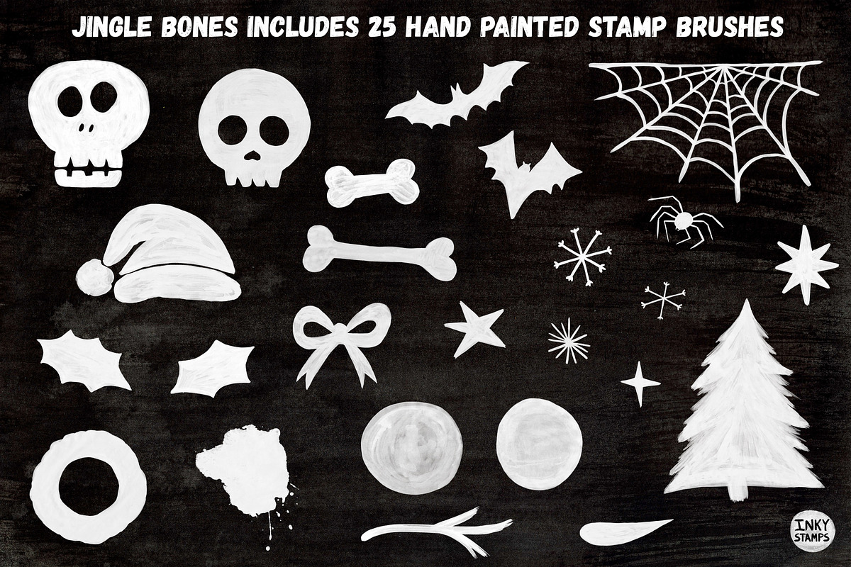 Creepy Xmas Stamp Brushes Procreate, a Brush Add-On by INKY STAMP BRUSHES (Photo 2 of 10)