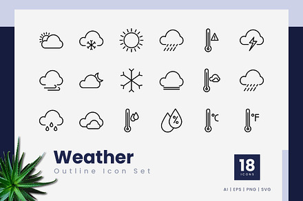 Weather Outline Icons, an Outline Icon by Zeer Graphic